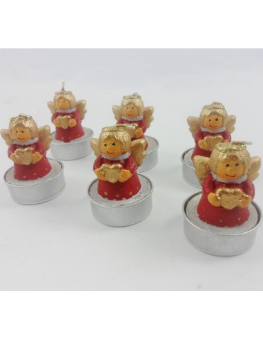 Set de 6. Maravillosos en rojo y dorado son estos dulces angelitos, una entrañable decoración y una fuente del suave resplandor