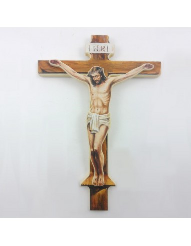 Cruz de madera con Cristo en relieve.
Medidas: 30 cm x 40 cm