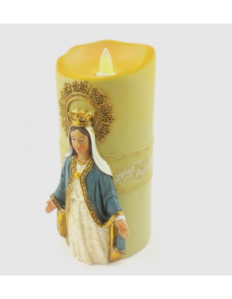 Vela con imagen de Virgen a pilas, 20 cm.

Disponible en dos modelos:

- Virgen del Carmen
- Virgen Milagrosa