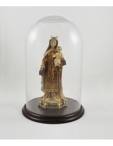 Virgen del Carmen en resina decoración antigua con urna de cristal.

Dimensiones: 43 cm de altura x Ø 28 cm