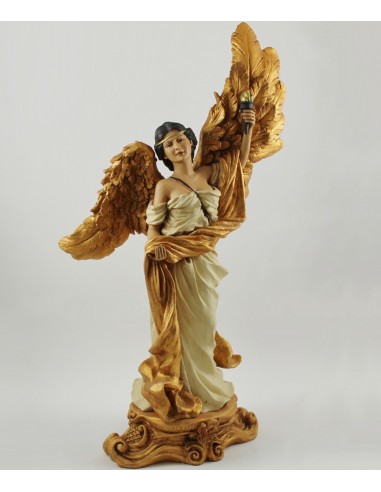 Angel de marmolina con antorcha 60 cm.