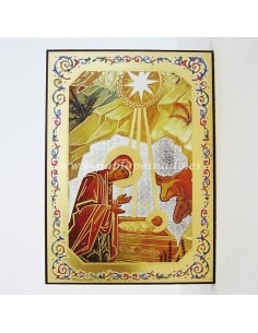 Icono con motivo decorativo de Nacimiento. Dimensiones 10 x 14 cm.
