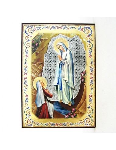 Icono con motivo decorativo Lourdes. Dimensiones: 10 x 14 cm.