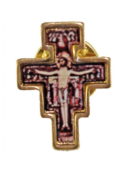 Pin de Cruz de San Damián
Medida: 2 cm de alto x 1,5 cm de ancho 