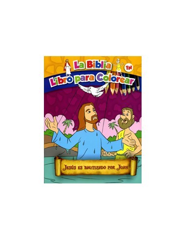Jesús es bautizado por Juan La Biblia. Libro para colorear