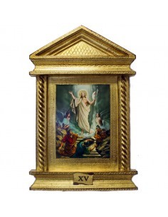 Madera con hoja de oro
Medidas: 50x32 cm
Este juego de via crucis consta de 14 estaciones plasmadas en láminas sobre madera p