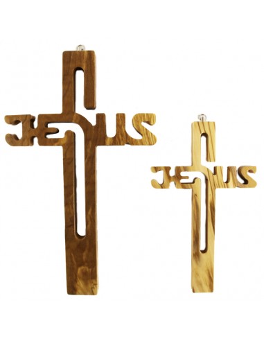 Crucifijo con el nombre de Jesús en madera.
Disponible en 20 cm y 28 cm