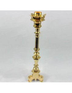 Candelero metal dorado 60 cm para vela de 4 cm