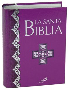 Edición de La Santa Biblia tamaño bolsillo, encuadernada en cartoné, con canto plateado y uñeros para identificar y acceder cóm