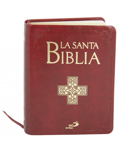 Edición de lujo de La Santa Biblia tamaño bolsillo, con cubierta flexible en símil piel de un elegante color granate y con esta