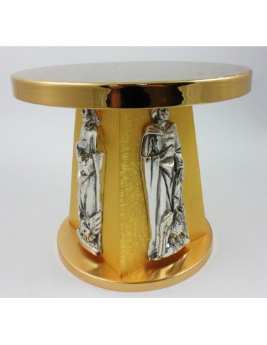 Tabor base dorada, con angeles color plata en la base.

Base: 22 cm diametro
Tronco: 17 x 11 cm