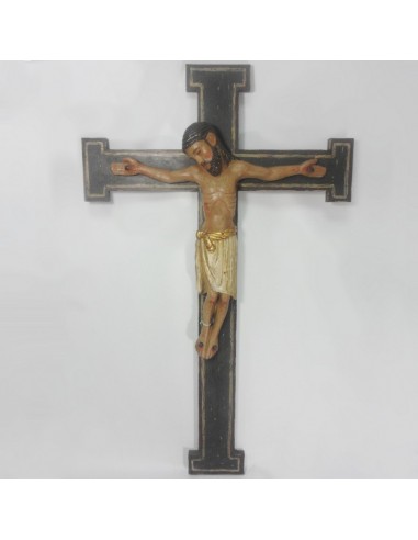 Cristo de Rivas estilo románico en madera tallada policromada.
Dimensiones cruz: 120 X 75
Dimensiones Cristo: 68 X 65