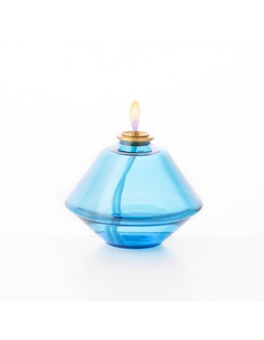 Lámpara de cristal para cera líquida. Disponible en diferentes colores. Dimensiones: Ø 16 cm x 12 cm
