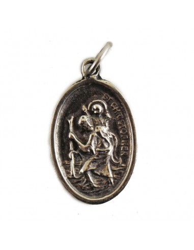 Medalla de San Cristobal bañada en plata ovalada de 2 centímetros por  1,5 centímetros - Tiendaclero Pablo Peinado Albolote