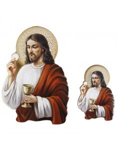 Icono comunion Jesus pan y vino. Sirve tanto para colgar como para sobremesa. Disponible en dos medidas.

Consultar disponibi