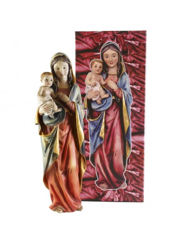 Virgen con niño resina tipo antigua 30 cm.