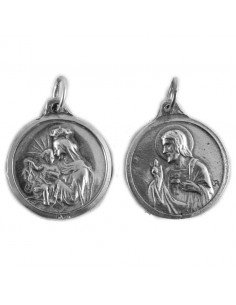 Medalla con la imagen del Sagrado Corazon y la Virgen del Carmen
Medida: 2 cm