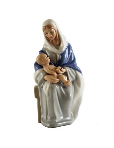 Virgen con niño de 13 cm en porcelana