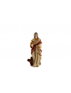 San Juan Evangelista, tunica blanca y roja con detalles dorados. A sus pies un aguila.
Medida: 20 cm 