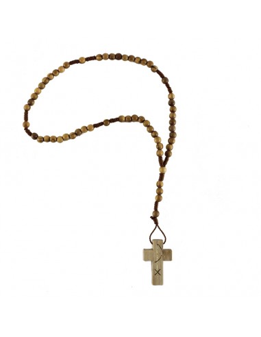 Rosario de madera con cruz Pax
Medida: 28 cm 