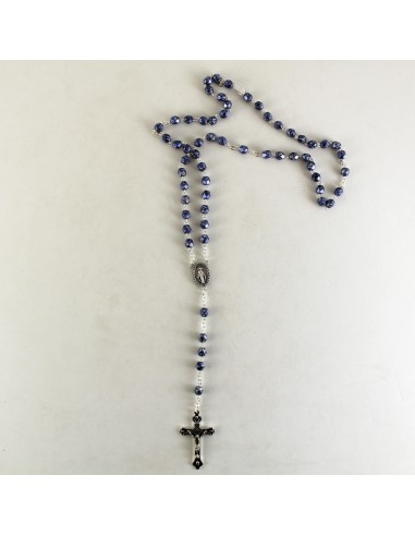 Rosario de perlas azules con la imagen de la Milagrosa
Medida: 45 cm 
