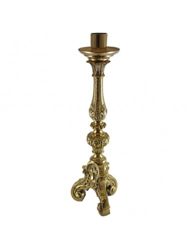 Candelero dorado
Incluye soporte para velas de 4 cm Ø y pincho
Altura total: 55 cm 
Altura sin soporte para velas: 50 cm 
