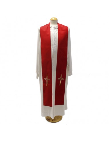Estola con bordado de cruz en dorado, tejido poliester disponible en todos los colores litúrgicos.

Disponible en los cuatro 