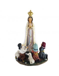 Virgen de Fatima con pastores en resina 