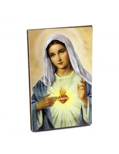 Cuadrito Sagrado Corazon de Maria en madera 