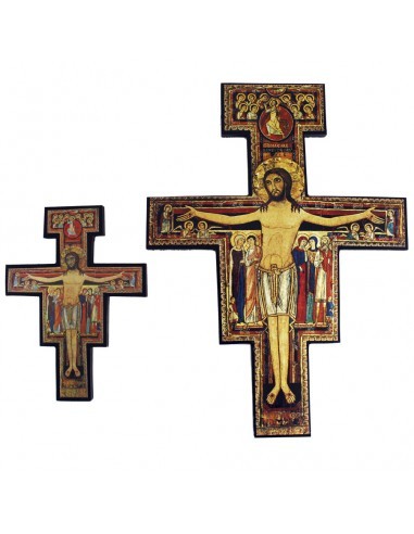Cruz San Damian para colgar
Disponible en 2 medidas:
40 cm x 28.50 cm
20 cm x 15.50 cm
