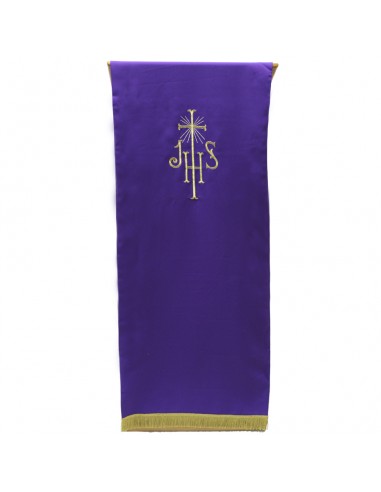 Paño de ambon con bordado JHS en dorado tejido polieste.

Disponible en los cuatro colores litúrgicos.

MEDIDAS:  Largo - 2