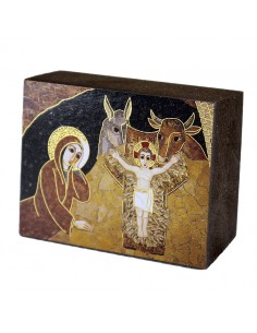 Icono de madera con la reprodución de la Natividad.
Esilo Rupnik.
6.5 x 5 cm