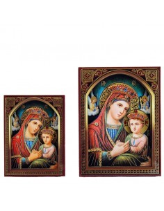 Iconos Virgen en relieve con fondo azul
Distintas medidas disponibles:
7´5 x 5´5 cm
10 x 7´5 cm
