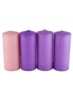 Pack 4 velas de adviento 5 x 15 cm. (3 morados y 1 rosa).
