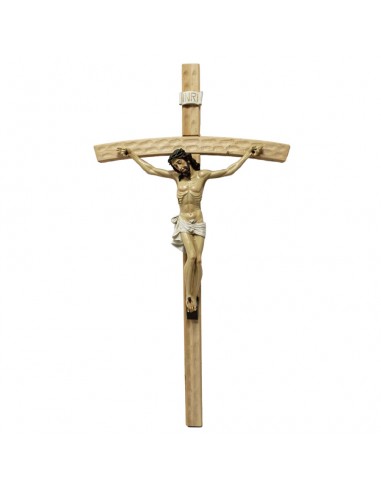 Crucifijo de pared, cruz de madera natural.
