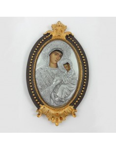 Icono Virgen con Niño
Plateado
Medida: 13 cm Alto x 8 cm Ancho