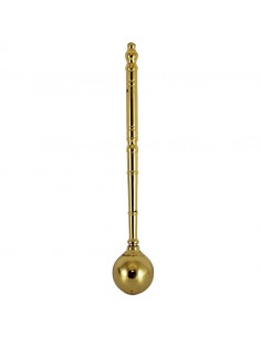 Hisopo de bronce con acabado en dorado. 
Largo: 25 cm.
Ancho: 4 cm.
