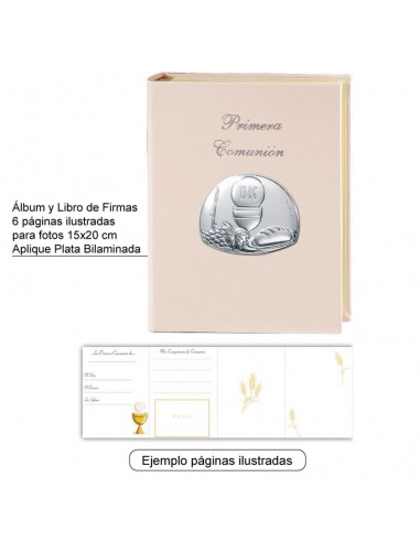 Albúm y Libro de firmas de Comunión.
6 páginas ilustradas para fotos de 15 x 20 cm