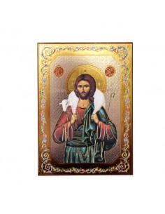 Icono con motivo decorativo del Buen Pastor.
 Dimensiones: 10 x 14 cm.