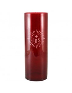Vaso lámpara Santisimo cristal rojo.
Medidas: 22 cm alto x 7.6 cm Ø.