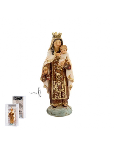 Virgen del Carmen realizada en resina.
Distintas medidas disponibles:
7 x 3 cm
13 x 5 cm
20 x 7 cm
30 x 12 cm
Virgen del 
