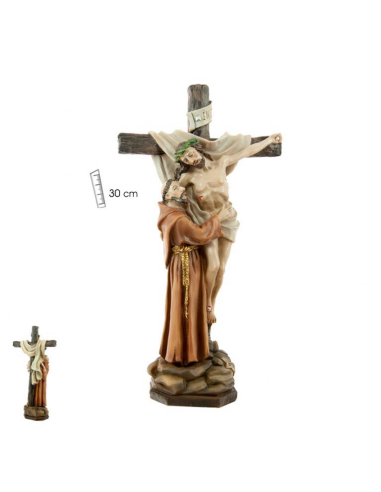 Cristo con San Francisco.
Realizado en resina. Disponible en varias medidas.
15 cm de alto
30 cm de alto
Cruz con el descen