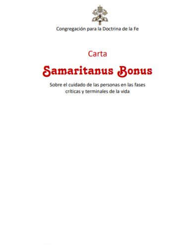 Samaritanus bonus Carta sobre el cuidado de las personas en