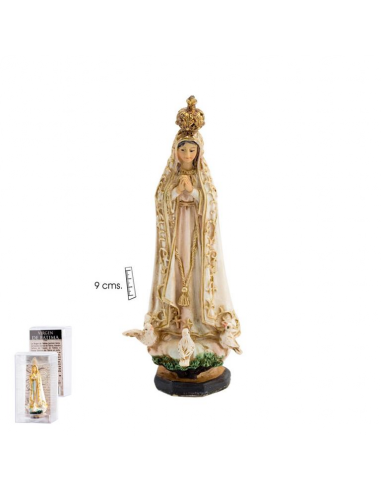 Virgen de Fatima realizada en resina.
Distintas medidas disponibles:
8 x 2´5 cm
13 x 4 cm
20 x 6 cm
30 x 10 cm