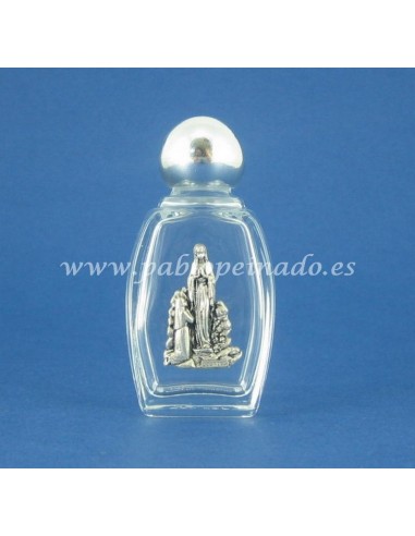 Botellita de 6.5 cm para agua vendita con imágen de la virgen de Lourdes en metal vista 1 - tiendaclero.es