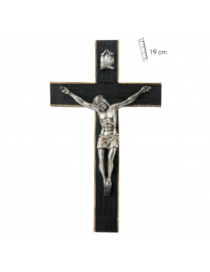 Cruz negra + oro Cristo plata