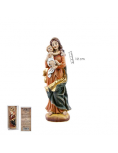 Virgen con niño 12 cm, resina.