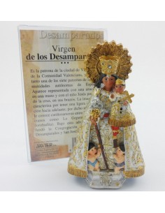 Virgen de los desamparados, 11 cm, resina en caja