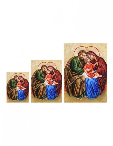 Cuadro estilo lienzo con la imagen de la Sagrada Familia estilo moderno.
Disponible en 3 medidas: 13 x 18 cm, 18 x 25 cm y 30 