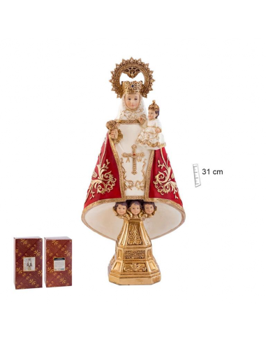Virgen de Covadonga roja 30cm. - frente - tiendaclero.es